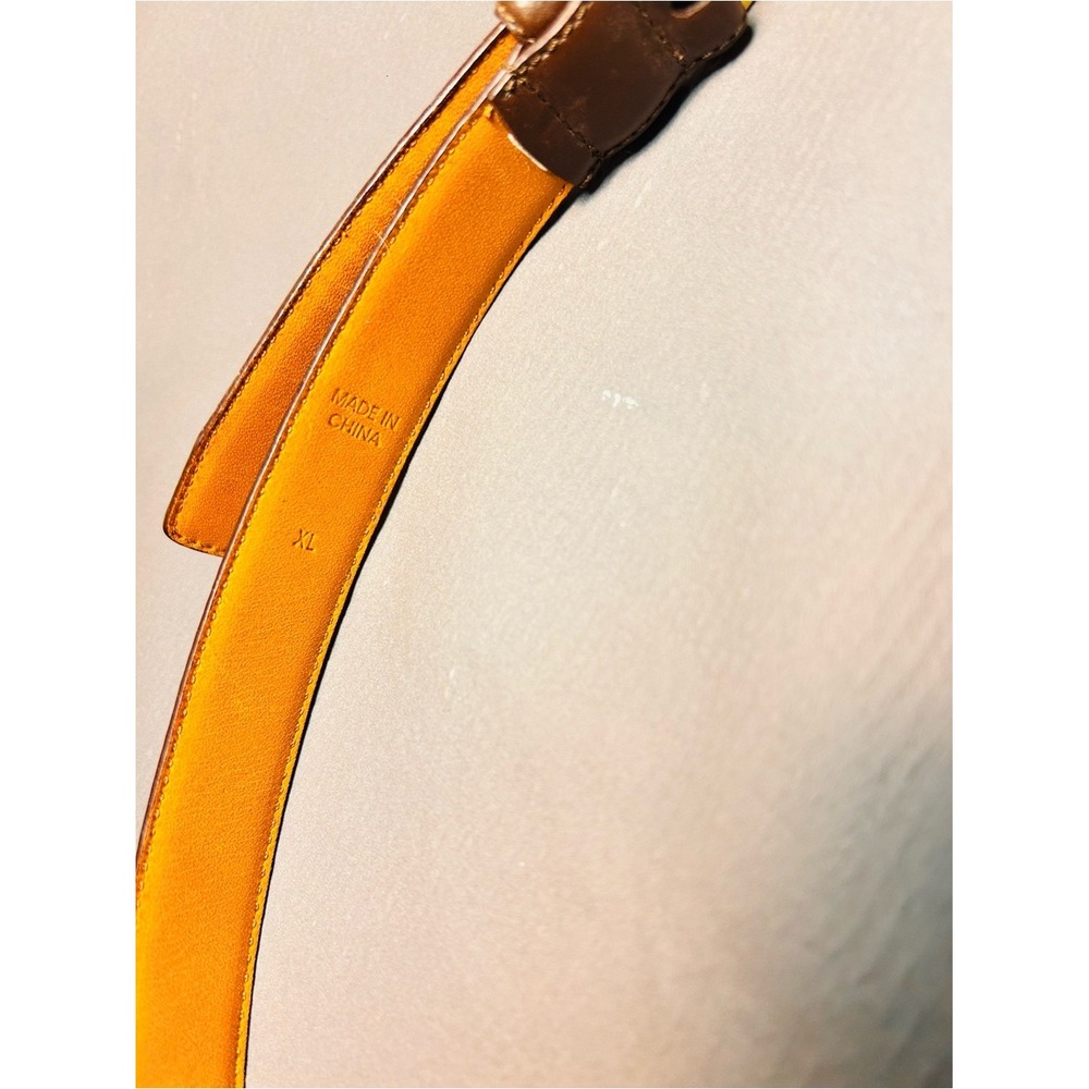 Lauren Ralph Lauren Womens Brown Italian Leather Belt Gold RL Logo Buckle Skinny - Picture 5 of 7